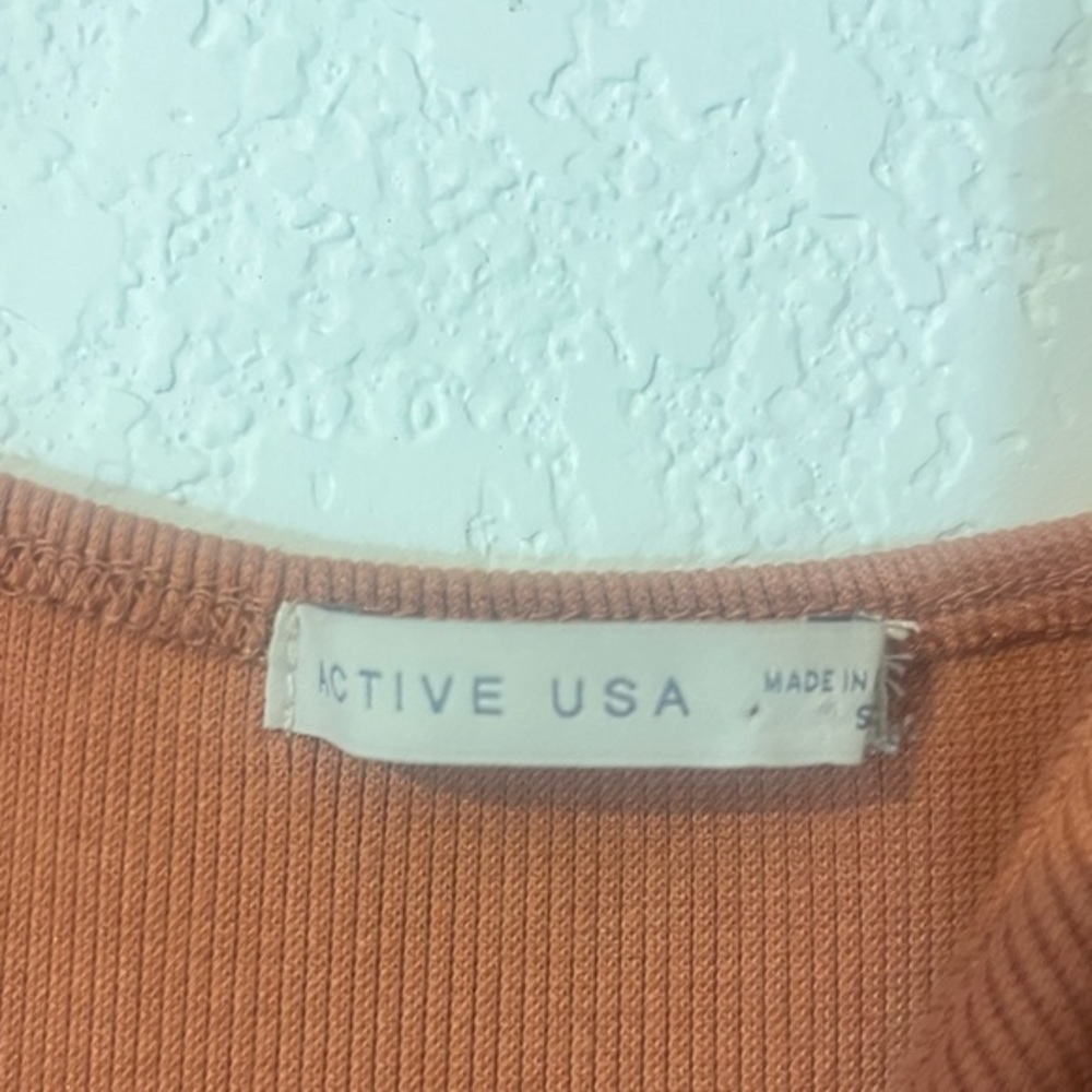 Active USA Rust Brown Ribbed Midi Dress with Button Front - Picture 4 of 4